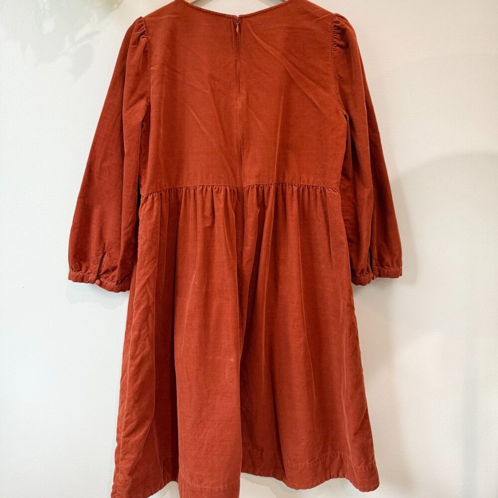 Madewell Corduroy Puff-Sleeve Mini Dress 90s Inspired Faded Rust Size Medium - Picture 6 of 8